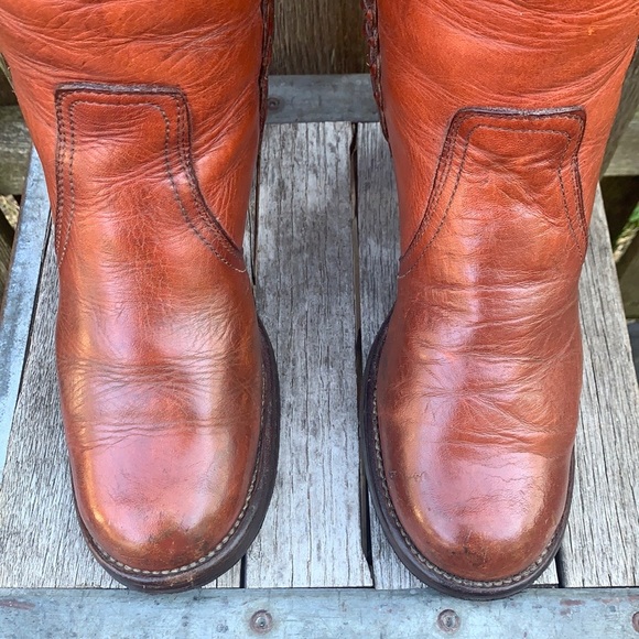 FRYE True Vintage Black Label Tall Knee High Braided Campus Brown Boots, Size 7 - Picture 6 of 12